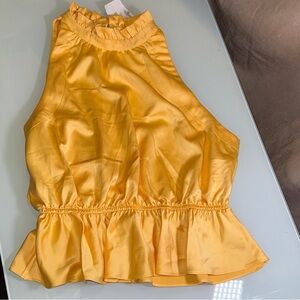 Satin Ruffle Hem Sleeveless Top